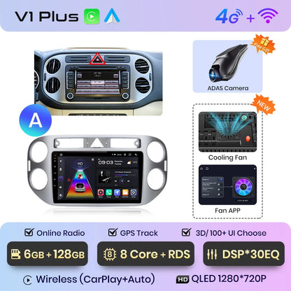 Junsun V1pro AI Voice 2 DIN Android Auto Radio para VW Volkswagen Tiguan 1 NF 2006-2016 Carplay Car Multimedia GPS 2 DIN autorradio 