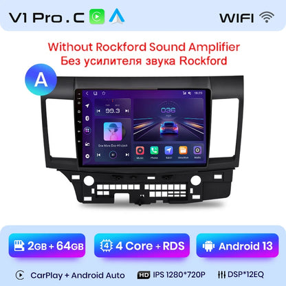 Radio Junsun para coche Mitsubishi Lancer 2007-2013 con CarPlay inalámbrico, Android Auto, sistema inteligente para coche, 2 DIN, DVD. 