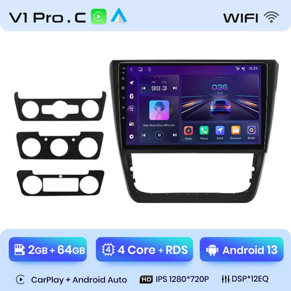 Radio Junsun V1 Plus para coche SKODA Yeti 5L 2009-2014 con CarPlay inalámbrico, Android Auto, sistema inteligente para coche, 2 DIN, DVD. 