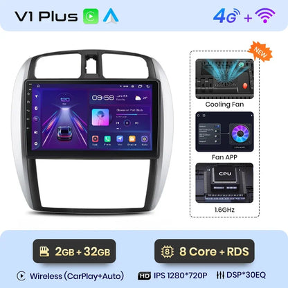 Radio Junsun CarPlay inalámbrica Android Auto para MAZDA 323, HAIMA, FREEMA, FORD LASER 2002-2008, sistemas inteligentes para coche, RDS, Bluetooth, WiFi 
