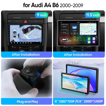 Junsun Wireless CarPlay Car Radio For Audi A4 B6 2000 20012002 2003 2004-2009 Android Multimedia