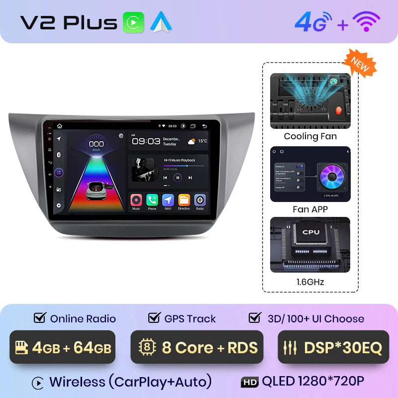 Junsun V1pro AI Voice 2 DIN Android Auto Radio para Mitsubishi Lancer 9 CS 2000-2010 Carplay 4G Car Multimedia GPS 2 DIN Autoradio 