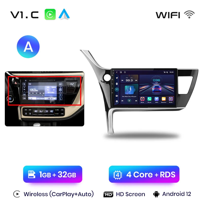 Junsun V1pro AI Voice Car Radio Android Auto Multimedia For Toyota Corolla 11 Auris E180 2017 - 2019 CarPlay GPS 2din autoradio