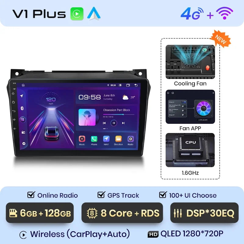 Radio Junsun CarPlay inalámbrica Android Auto para Suzuki Alto 2009-2016 con sistema inteligente RDS, Bluetooth, WiFi, 2 DIN 