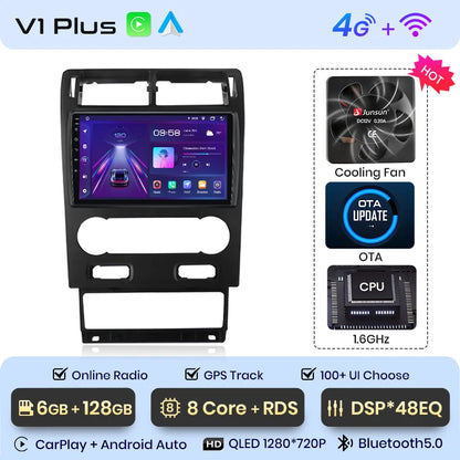 Radio Junsun V1 Plus para Ford Mondeo 3 2004-2007 con CarPlay inalámbrico, Android Auto, sistema inteligente para coche, 2 DIN, DVD. 