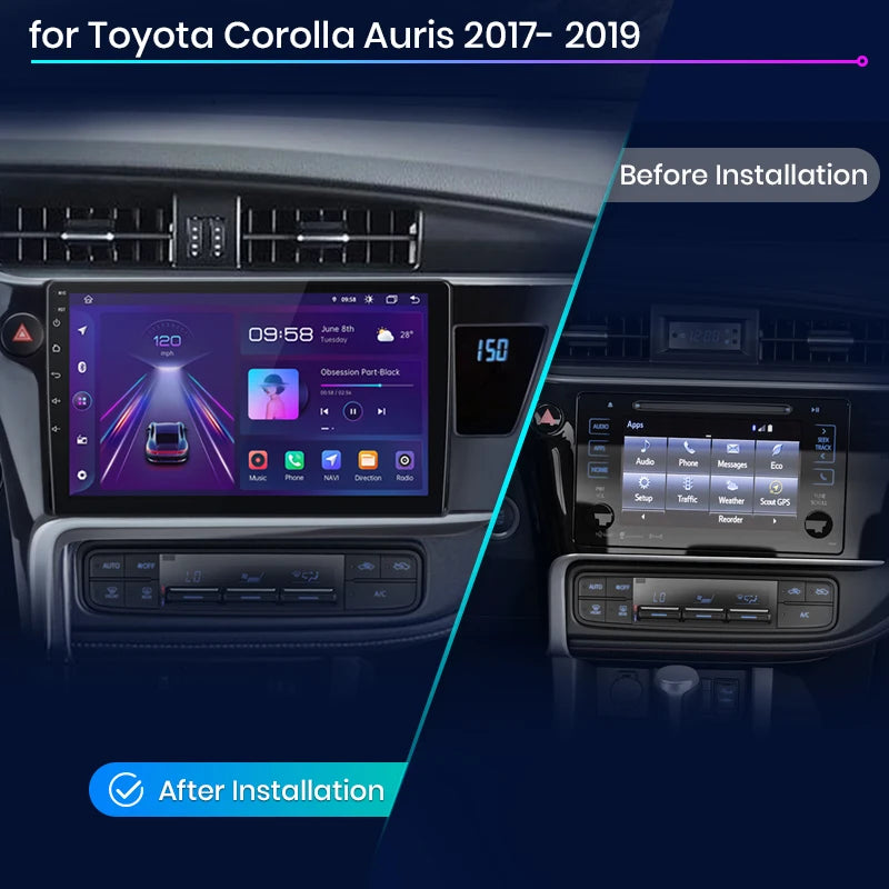Junsun V1pro AI Voice Car Radio Android Auto Multimedia For Toyota Corolla 11 Auris E180 2017 - 2019 CarPlay GPS 2din autoradio