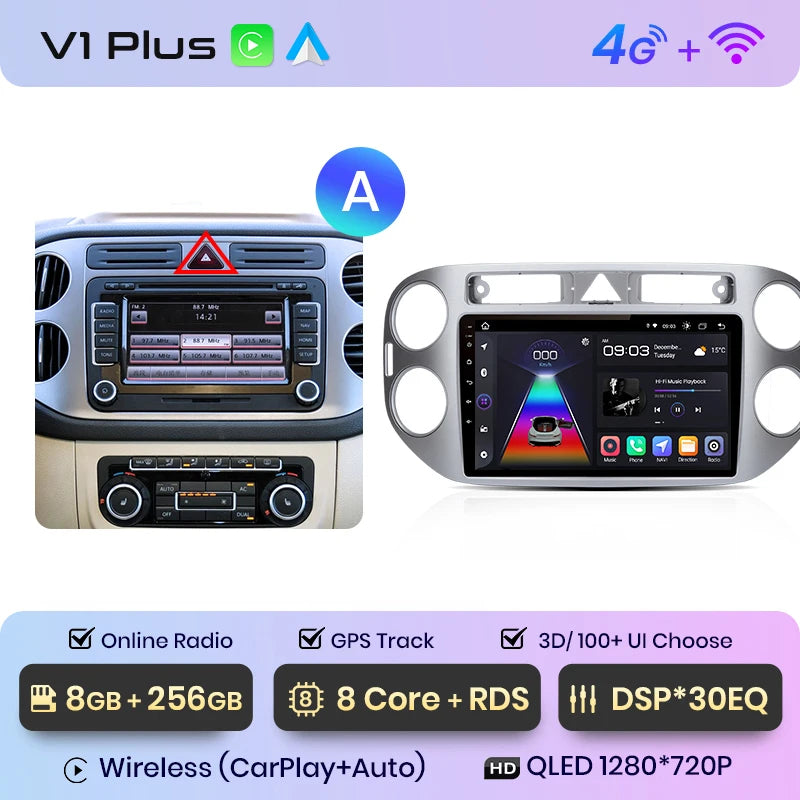 Junsun V1pro AI Voice 2 DIN Android Auto Radio para VW Volkswagen Tiguan 1 NF 2006-2016 Carplay Car Multimedia GPS 2 DIN autorradio 