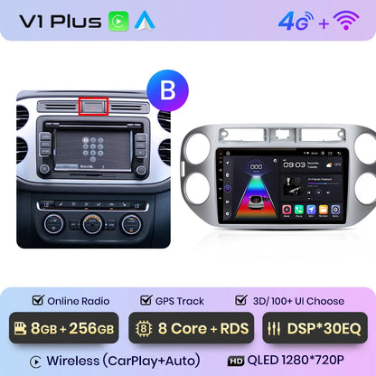 Junsun V1pro AI Voice 2 DIN Android Auto Radio para VW Volkswagen Tiguan 1 NF 2006-2016 Carplay Car Multimedia GPS 2 DIN autorradio 
