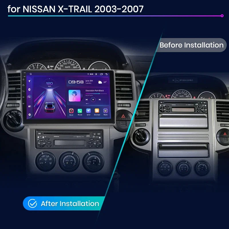 Junsun CarPlay inalámbrico Android Auto Radio para NISSAN X-TRAIL Xtrail 2003 2004-2007 Sistemas inteligentes para coche RDS BT WiFi 2 DIN 
