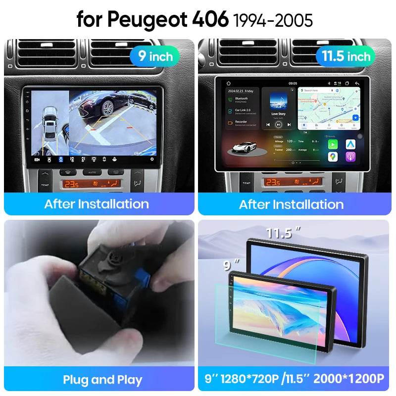 Junsun Wireless CarPlay Car Radio For Peugeot 406 1994 1995 1996 1997-2005 Android Multimedia