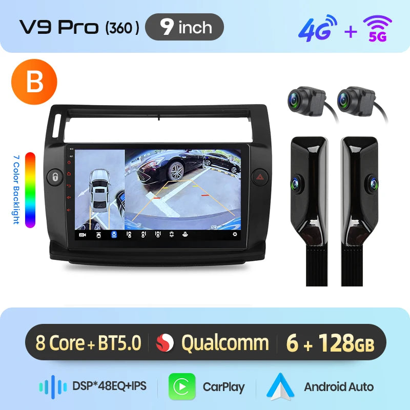 Junsun Wireless CarPlay Car Radio For Citroen C4 2004 2005 2006 2007 2008 2009 Android Multimedia