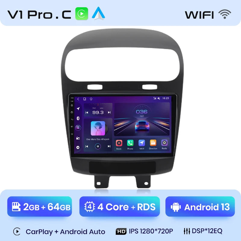 Junsun V1 Plus Car Radio For Dodge Journey Fiat Freemont 2011 - 2020 wireless CarPlay Android Auto No 2 din 2din DVD