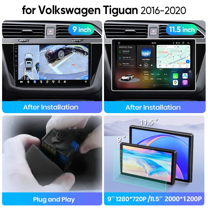 Junsun Wireless CarPlay Car Radio For Volkswagen Tiguan 2 2016 - 2020 Android Multimedia