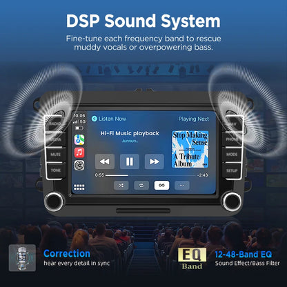 Junsun Wireless CarPlay Car Radio For VW Volkswagen Golf Passat B7 B6 Skoda Seat Octavia Polo Tiguan Jetta Android Multimedia