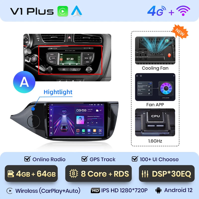 Junsun V1pro AI Voice 2 din Android Auto Radio For KIA CEED JD Cee'd 2012-2018 Carplay Car Multimedia GPS 2din autoradio