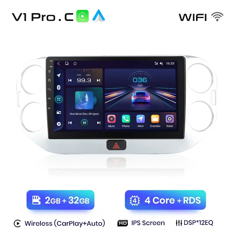 Junsun Wireless CarPlay Android Auto Radio For VOLKSWAGEN TIGUAN 2010 2011 2012-2017 Car Intelligent Systems RDS BT WiFi 2 din