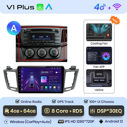 Junsun V1pro AI Voice 2 din Android Auto Radio para Toyota RAV4 RAV 4 2012 - 2018 Carplay 4G coche Multimedia GPS 2din autoradio 