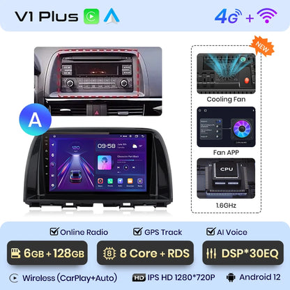 Junsun V1pro AI Voice 2 DIN Android Auto Radio para Mazda CX-5 2012-2015 Carplay 4G Car Multimedia GPS 2 DIN Autoradio 