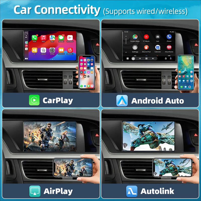 Junsun Wireless CarPlay Android Auto Interface Adapter For Audi A4 B8 A5 Q5 S5 2009-2015 with AirPlay Mirror Link Bluetooth