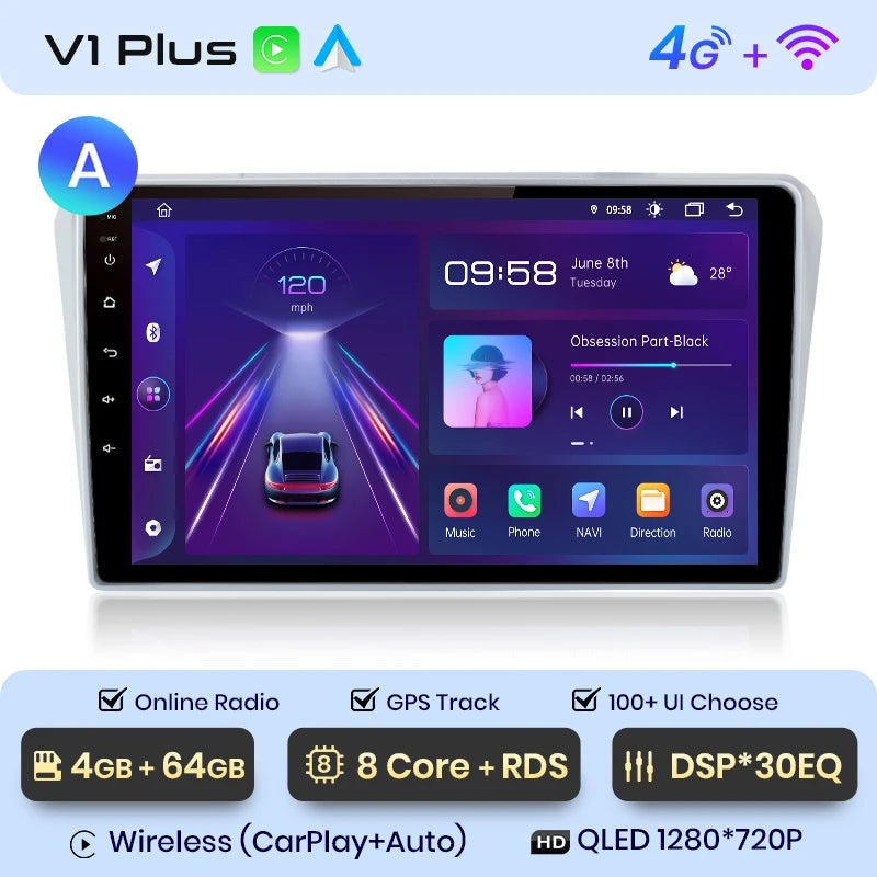 Junsun V1pro AI Voice 2 DIN Android Auto Radio para Toyota Avensis T25 2002-2008 Carplay Car Multimedia GPS 2 DIN autorradio 