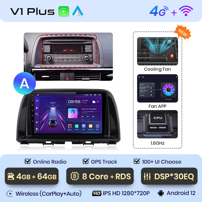 Junsun V1pro AI Voice 2 DIN Android Auto Radio para Mazda CX-5 2012-2015 Carplay 4G Car Multimedia GPS 2 DIN Autoradio 