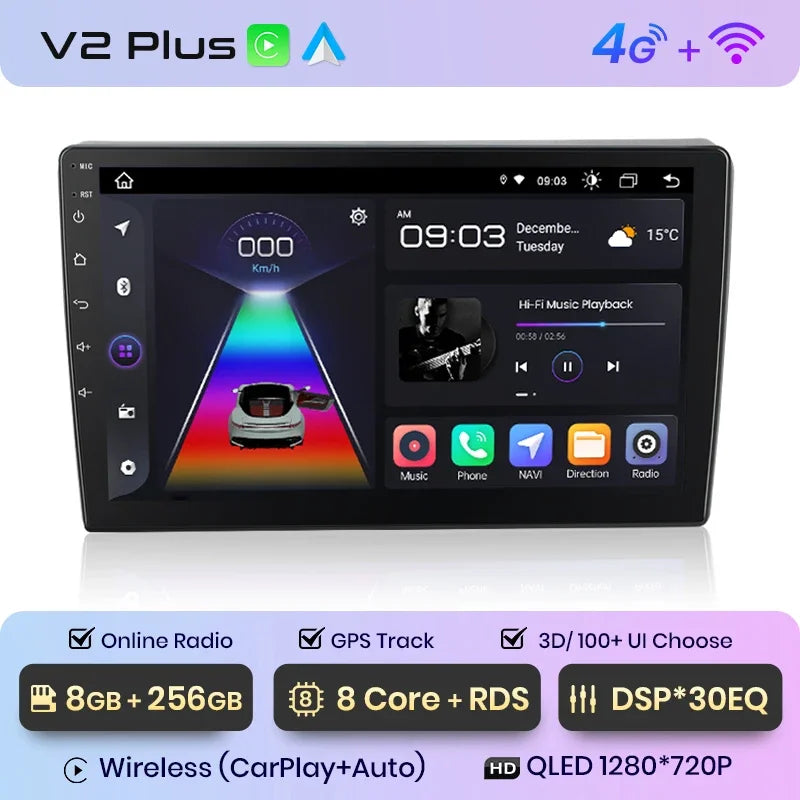 Junsun CarPlay inalámbrico Android Auto Radio para VOLKSWAGEN POLO 2004 2005 2006-2010 Sistemas inteligentes para coche RDS BT WiFi 2 DIN 