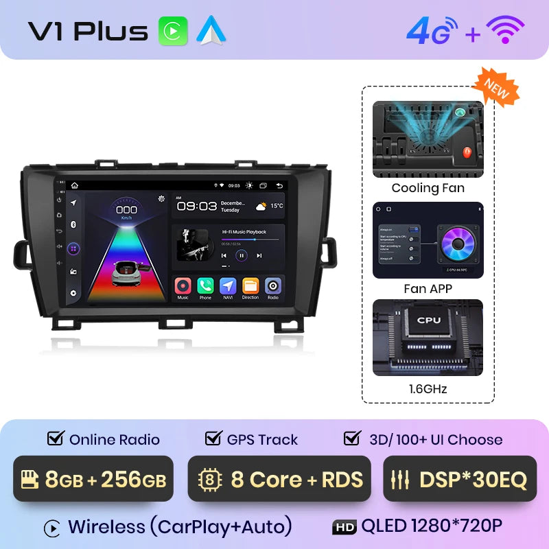 Junsun Wireless Android Auto Radio For Toyota Prius 2009-2016  4G Car Multimedia GPS 2din autoradio