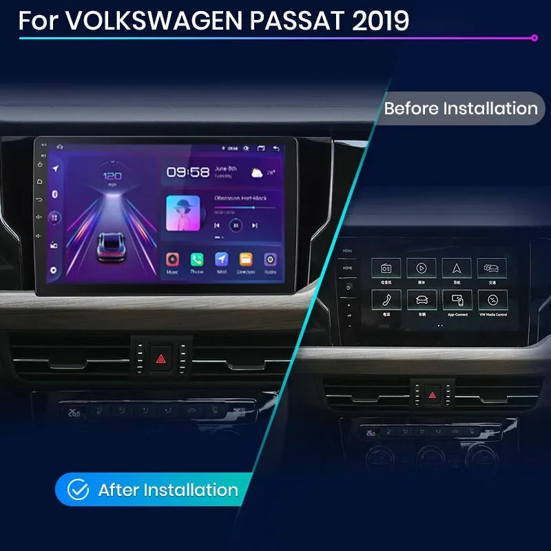 Junsun Wireless CarPlay Android Auto Radio For VOLKSWAGEN PASSAT 2019 Car Intelligent Systems RDS BT WiFi 2 din
