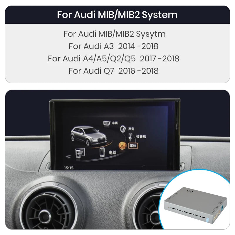 Junsun Wireless Carplay Android Auto Module Box Interface for Audi A3 A4 A5 8V Q2 8P 2014 2015 2016-2018 Mirror Link AirPlay