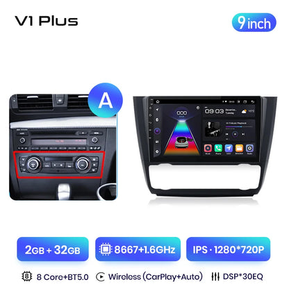 Junsun V3 Plus 2K Drahtlose CarPlay Android Auto Auto Intelligente Systeme für BMW 1-Serie E87 E81 E82 E88 2004-2011 Autoradio 