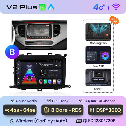 Junsun V1pro AI Voice 4G Carplay Android Auto Reproductor multimedia para Kia Carens 2013-2018 Radio de coche 2DIN GPS autorradio Bluetooth 