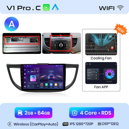 Junsun V1pro AI Voice 2 din Android Auto Radio para Honda CRV CR-V 2012-2016 Carplay coche Multimedia GPS 2din autoradio 