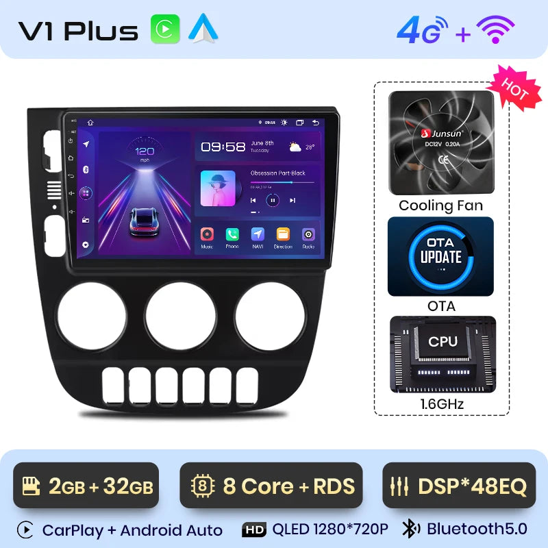 Radio Junsun V1 Plus para Mercedes Benz Clase M W163 ML (1998-2006), inalámbrica, CarPlay, Android Auto, 2 DIN, DVD. 