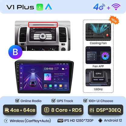 Junsun V1pro AI Voice 2 DIN Android Auto Radio para Nissan NAVARA 2006-2012 Carplay 4G Car Multimedia GPS 2 DIN Autoradio 