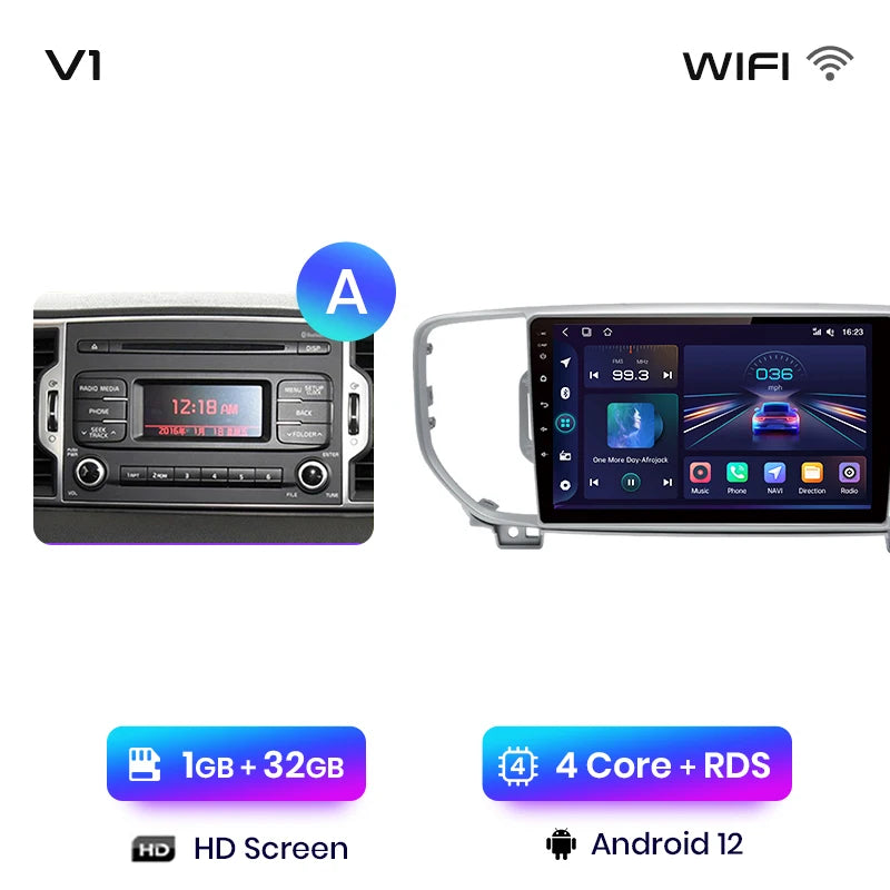 Junsun V1 AI Voice Wireless CarPlay Android Auto Radio For Kia Sportage 4 QL 2016 - 2018 4G Car Multimedia GPS 2din autoradio