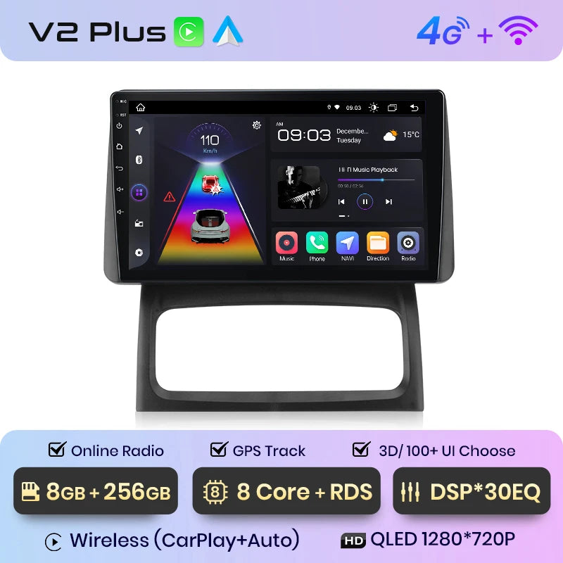 Junsun V1 Plus AI Voice - Radio inalámbrica Android para Renault Clio Campus 2009, Carplay 4G, GPS, 2 DIN 