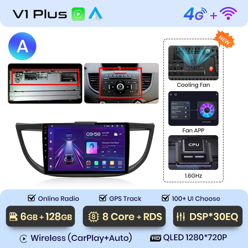Junsun V1pro AI Voice 2 din Android Auto Radio para Honda CRV CR-V 2012-2016 Carplay coche Multimedia GPS 2din autoradio 