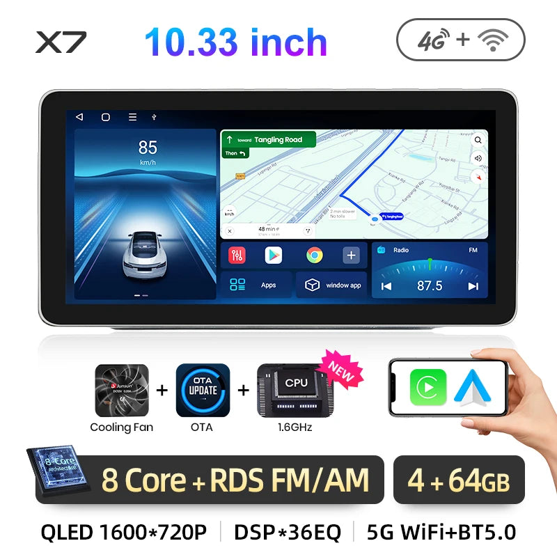 Junsun 2Din Wireless CarPlay for Apple Android Auto Car Radio Multimedia Player For VW Volkswagen Skoda Octavia PASSAT B6 GOLF