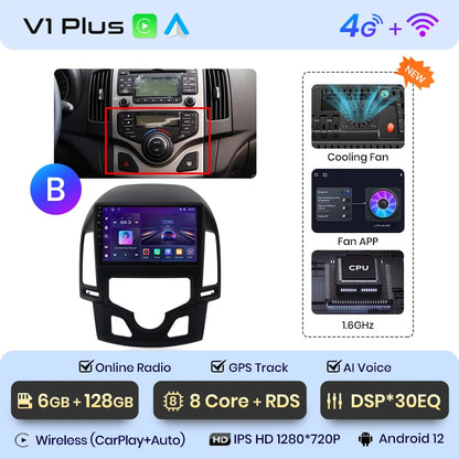 Junsun V1 AI Stimme Drahtlose CarPlay Android Auto Radio Für Hyundai I30 2006-2011 4G Auto Multimedia GPS 2din autoradio 