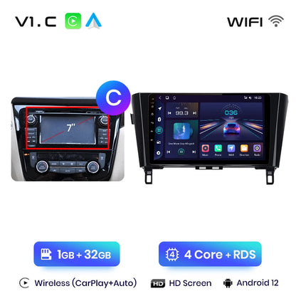 Junsun V1 - Radio inalámbrica con CarPlay y Android para Nissan Qashqai J11 X-Trail 3 T32 (2013-2017), GPS, 2DIN 