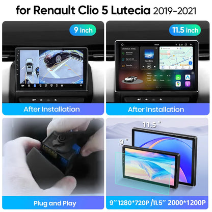 Junsun Wireless CarPlay Car Radio For Renault Clio 5 Lutecia 2019 2020 2021 Android Multimedia