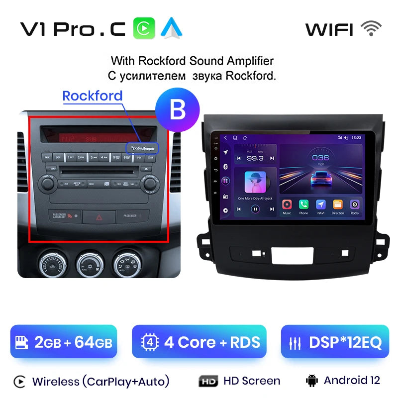 Radio Junsun V1pro 2 DIN Android Auto para Mitsubishi Outlander XL 2 2005-2011 Citroën C-Crosser con Carplay y reproductor multimedia para coche. 