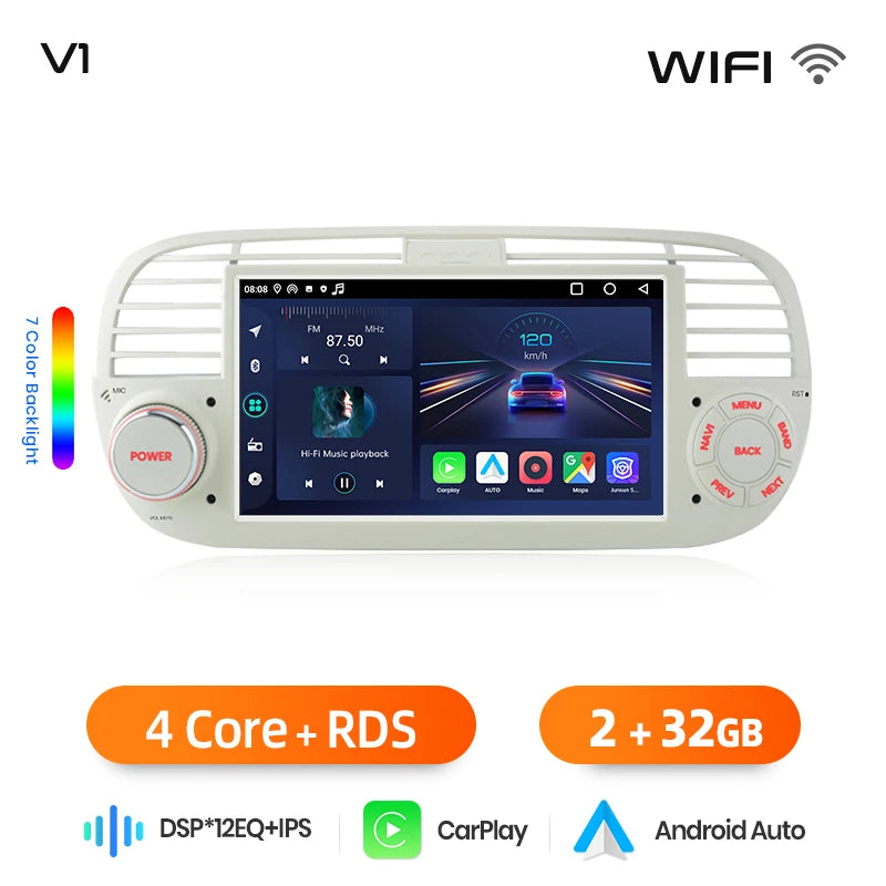 Junsun Wireless CarPlay Car Radio for Fiat 500 2007 2008 2009 2010-2015 Android Multimedia