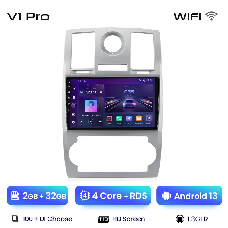 Radio Junsun para Chrysler 300C Aspen 2004-2008 con CarPlay inalámbrico, Android Auto, sistema inteligente para coche, 2 DIN, DVD. 