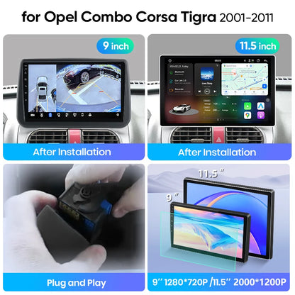 Junsun Wireless CarPlay Car Radio For Opel Combo Corsa Tigra 2001-2011 Android Multimedia