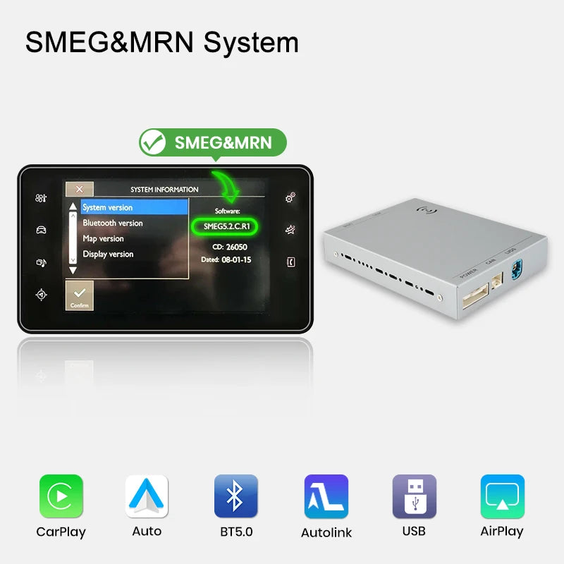 Junsun Wireless Carplay Android Auto Decoder Module for Peugeot Citroen SMEG MRN Picasso C4 C5 DS4 DS3 308 508 208 3008