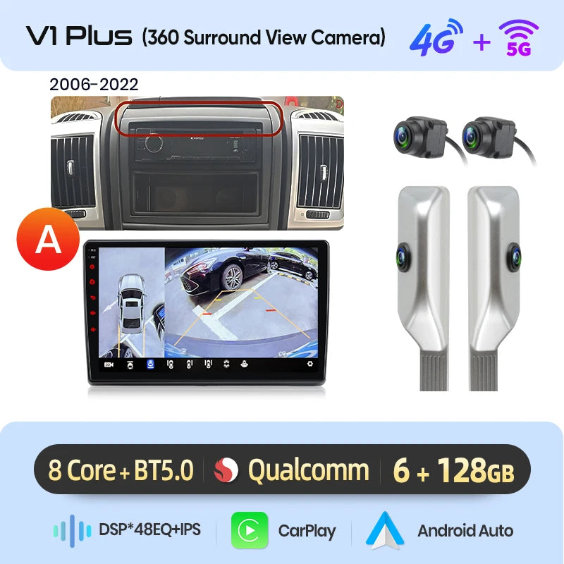 Junsun AI 4G LTE Wireless CarPlay Android Auto Car Radio For Fiat Ducato Peugeot Boxer Citroen Jumper 2006-2015 GPS Navi RDS FM