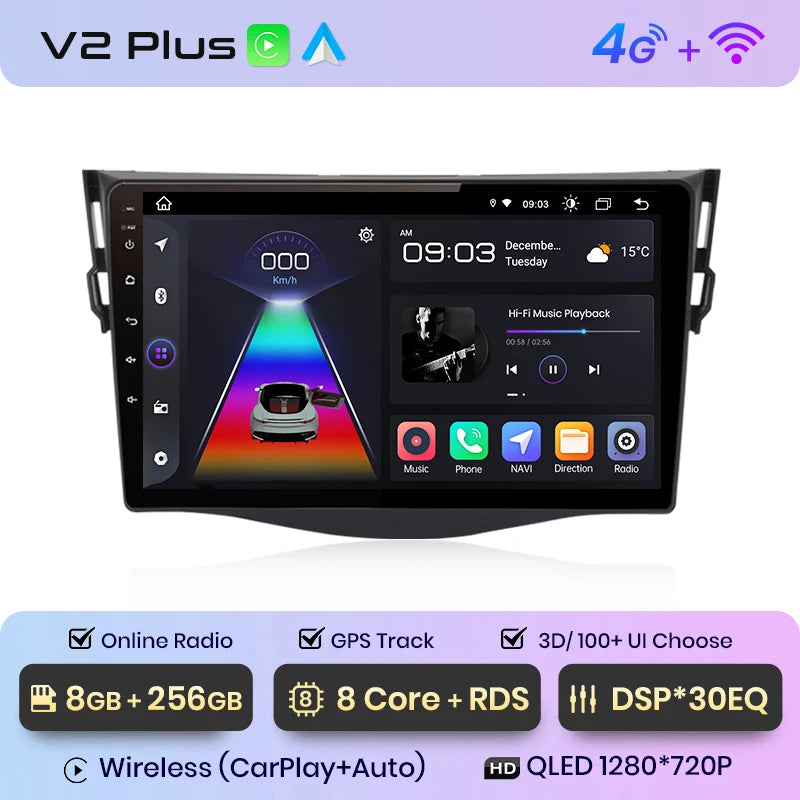 Junsun V1 AI voz inalámbrica CarPlay Android Auto Radio para Toyota RAV4 RAV 4 2005-2012 2013 4G coche Multimedia GPS 2din autoradio 