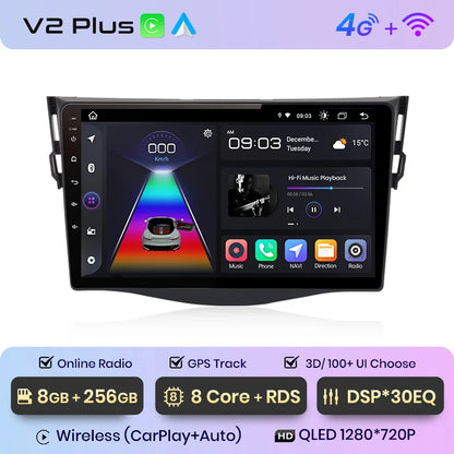 Junsun V1 AI voz inalámbrica CarPlay Android Auto Radio para Toyota RAV4 RAV 4 2005-2012 2013 4G coche Multimedia GPS 2din autoradio 