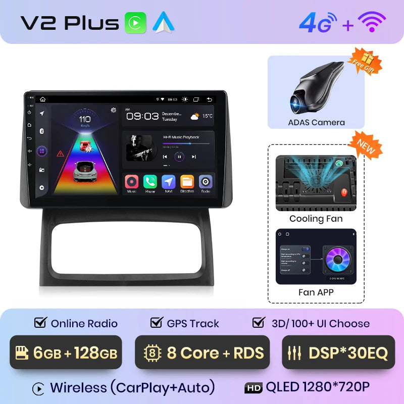 Junsun V1 Plus AI Voice - Radio inalámbrica Android para Renault Clio Campus 2009, Carplay 4G, GPS, 2 DIN 